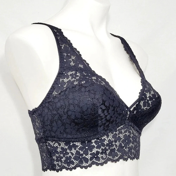 LARGE Jezebel 17139 Maeve High Apex Wirefree Bralette w/Fixed Cup Black NWT - Picture 2 of 4
